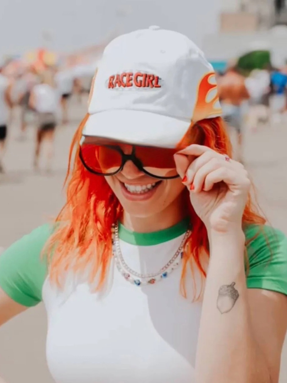 RACEGIRL FLAME WHITE CAP